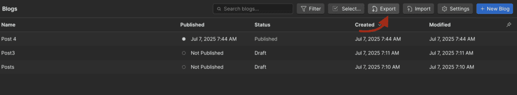 Export CMS collection